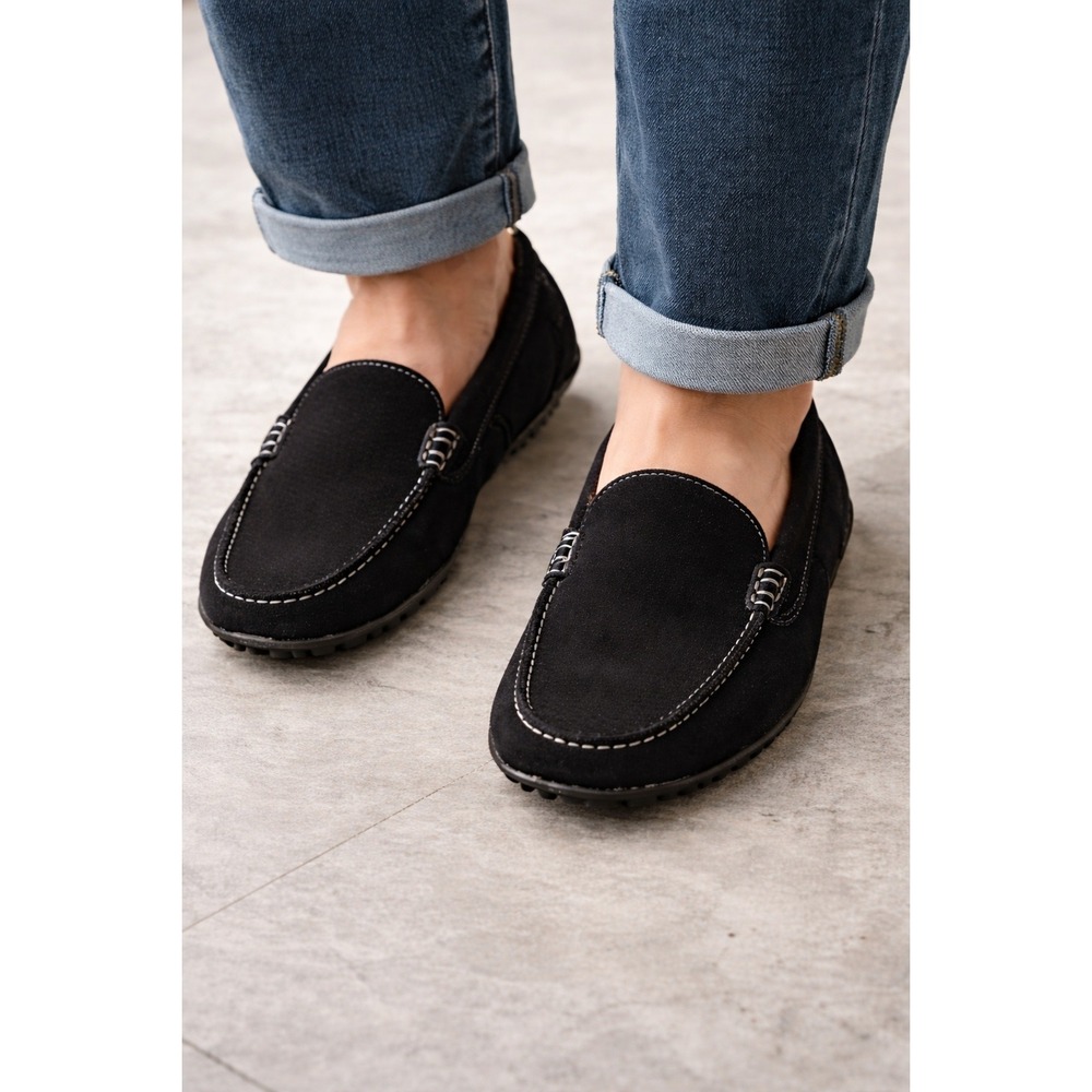 Winthrop‎ Mens Black Suede Driving Moccasins Loafers Shoes Size 10M